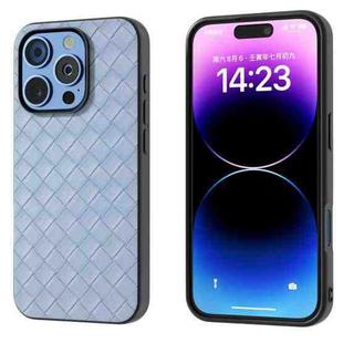 For iPhone 16 Pro Max Black Frame Woven Texture PU Phone Case(Light Blue)