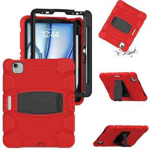 For iPad Air 11 2024 3-Layer Silicone Hybrid PC Tablet Case(Red Black)