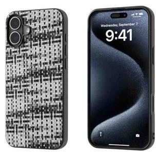 For iPhone 16 Plus Black Frame Color Lattice Texture PU Phone Case(Black)