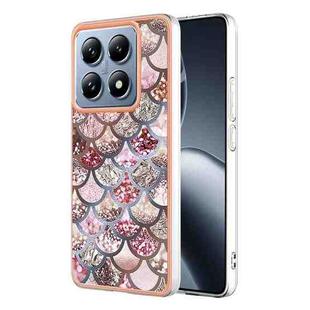 For Xiaomi 14T Electroplating IMD TPU Phone Case(Pink Scales)