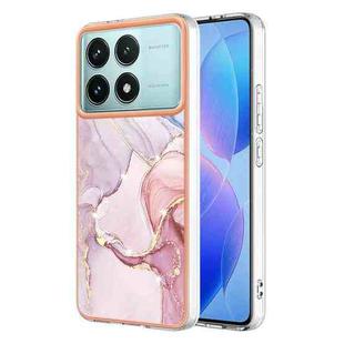 For Xiaomi Poco F6 Pro 5G Electroplating Marble Dual-side IMD Phone Case(Rose Gold 005)