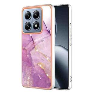 For Xiaomi 14T Electroplating Marble Dual-side IMD Phone Case(Purple 001)