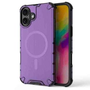 For iPhone 16 Plus Grating Airbag Shockproof MagSafe Frosted Phone Case(Purple)