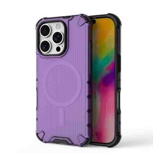 For iPhone 16 Pro Grating Airbag Shockproof MagSafe Frosted Phone Case(Purple)