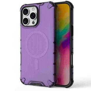 For iPhone 16 Pro Max Grating Airbag Shockproof MagSafe Frosted Phone Case(Purple)