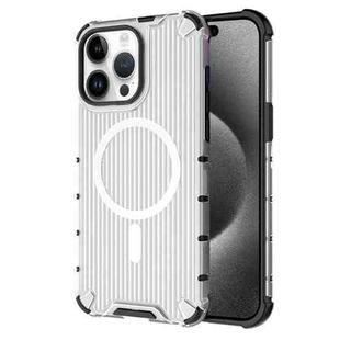 For iPhone 15 Pro Grating Airbag Shockproof MagSafe Frosted Phone Case(Transparent)