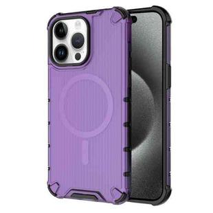 For iPhone 15 Pro Grating Airbag Shockproof MagSafe Frosted Phone Case(Purple)