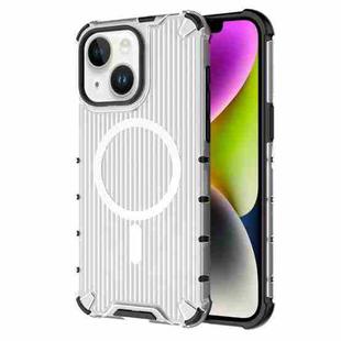 For iPhone 14 Plus Grating Airbag Shockproof MagSafe Frosted Phone Case(Transparent)