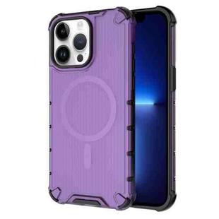 For iPhone 13 Pro Grating Airbag Shockproof MagSafe Frosted Phone Case(Purple)