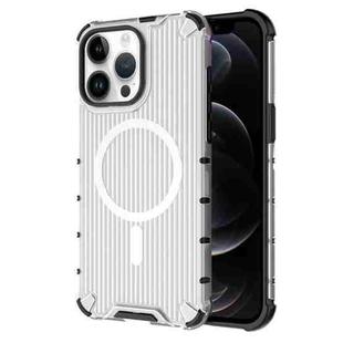 For iPhone 12 Pro Max Grating Airbag Shockproof MagSafe Frosted Phone Case(Transparent)