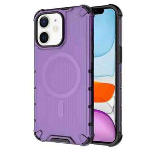 For iPhone 11 Grating Airbag Shockproof MagSafe Frosted Phone Case(Purple)