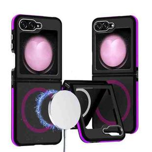 For Samsung Galaxy Z Flip5 Dual-Color Skin Feel MagSafe Full Coverage Phone Case(Purple)