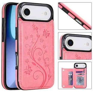 For iPhone Air Double Buckle Butterfly Embossing PU Phone Case(Pink)