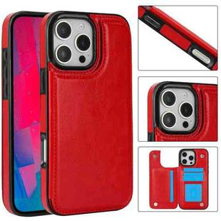 For iPhone 16 Pro Max Double Buckle Crazy Horse Texture PU Phone Case(Red)