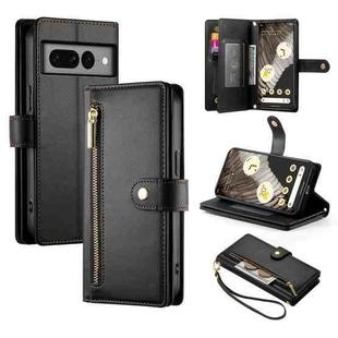 For Google Pixel 7 Pro Nine Card-slot Zipper Wallet Bag Leather Phone Case(Black)