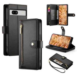 For Google Pixel 8 Nine Card-slot Zipper Wallet Bag Leather Phone Case(Black)