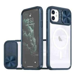 For iPhone 11 Clear Acrylic + PC + TPU MagSafe Lens Sliding Cover Full Coverage Phone Case(Navy Blue)