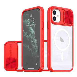 For iPhone 11 Clear Acrylic + PC + TPU MagSafe Lens Sliding Cover Full Coverage Phone Case(The Chinese Red)