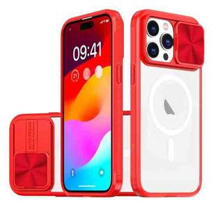 For  iPhone 12 Pro Max Clear Acrylic + PC + TPU MagSafe Lens Sliding Cover Full Coverage Phone Case(The Chinese Red)