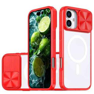 For iPhone 16 Plus Clear Acrylic + PC + TPU MagSafe Lens Sliding Cover Full Coverage Phone Case(The Chinese Red)