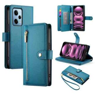 For Redmi Note 12 Pro / Xiaomi Poco X5 Pro Nine Card-slot Zipper Wallet Bag Leather Phone Case(Blue)