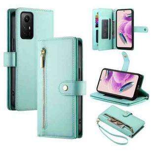 For Redmi Note 12S 4G / Note 11 4G Nine Card-slot Zipper Wallet Bag Leather Phone Case(Mint Green)