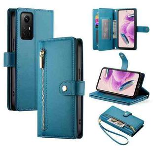 For Redmi Note 12S 4G / Note 11 4G Nine Card-slot Zipper Wallet Bag Leather Phone Case(Blue)