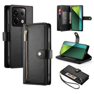 For Redmi Note 13 Pro 5G / Xiaomi Poco X6 Nine Card-slot Zipper Wallet Bag Leather Phone Case(Black)