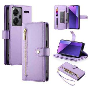 For Redmi Note 13 Pro+ Nine Card-slot Zipper Wallet Bag Leather Phone Case(Purple)