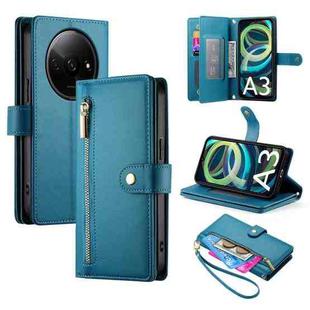 For Redmi A3 Nine Card-slot Zipper Wallet Bag Leather Phone Case(Blue)