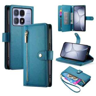 For Redmi K70 Ultra Nine Card-slot Zipper Wallet Bag Leather Phone Case(Blue)