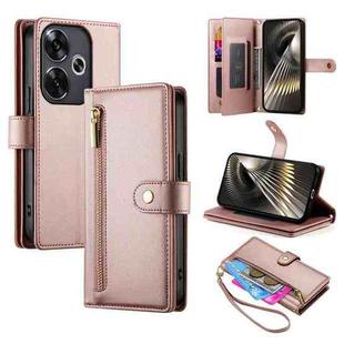 For Redmi Turbo 3 Nine Card-slot Zipper Wallet Bag Leather Phone Case(Pink)