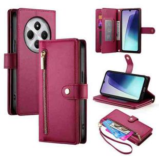 For Redmi 14C 4G Nine Card-slot Zipper Wallet Bag Leather Phone Case(Red)