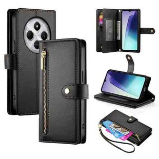 For Redmi 14C 4G Nine Card-slot Zipper Wallet Bag Leather Phone Case(Black)