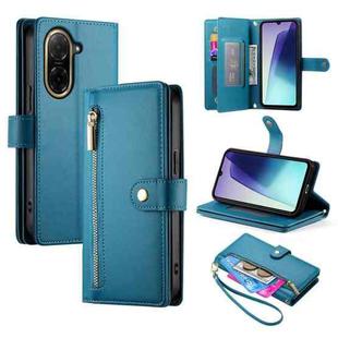 For Redmi A5 4G 171.7mm / Xiaomi Poco C71 Nine Card-slot Zipper Wallet Bag Leather Phone Case(Blue)
