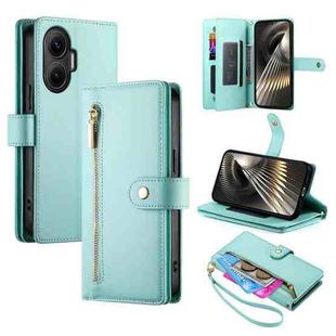 For Redmi Turbo 4 Pro / Xiaomi Poco F7 Nine Card-slot Zipper Wallet Bag Leather Phone Case(Mint Green)