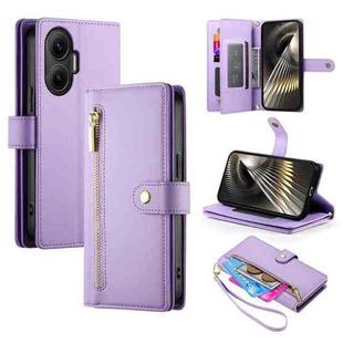 For Redmi Turbo 4 Pro / Xiaomi Poco F7 Nine Card-slot Zipper Wallet Bag Leather Phone Case(Purple)