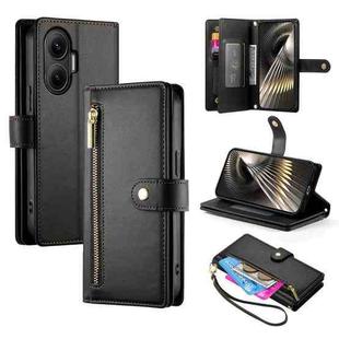 For Redmi Turbo 4 Pro / Xiaomi Poco F7 Nine Card-slot Zipper Wallet Bag Leather Phone Case(Black)