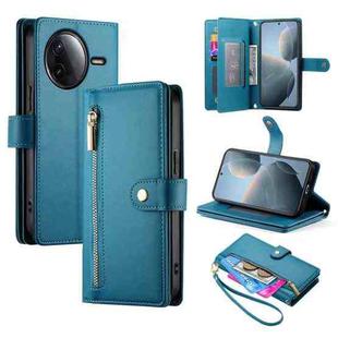 For Redmi K80 / K80 Pro Nine Card-slot Zipper Wallet Bag Leather Phone Case(Blue)