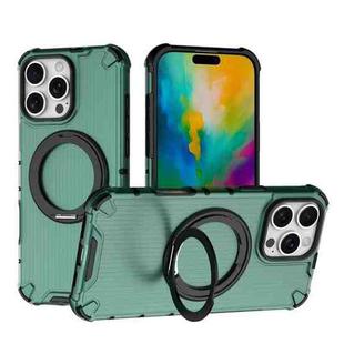 For iPhone 16 Pro Max Grating 360 Degree Rotating Holder Shockproof Phone Case(Green)