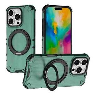 For iPhone 16 Pro Grating 360 Degree Rotating Holder Shockproof Phone Case(Green)