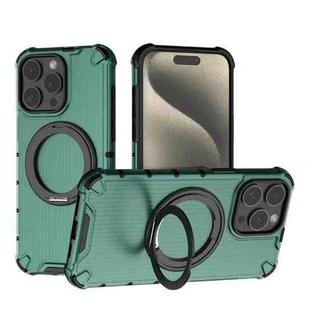 For iPhone 15 Pro Max Grating 360 Degree Rotating Holder Shockproof Phone Case(Green)