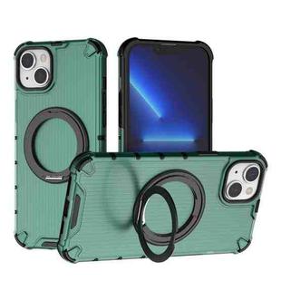 For iPhone 14 Plus Grating 360 Degree Rotating Holder Shockproof Phone Case(Green)