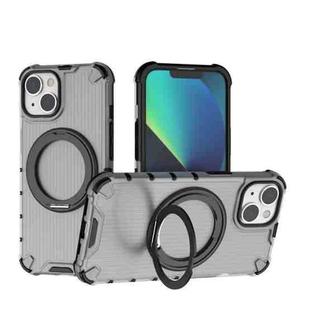 For iPhone 14 Grating 360 Degree Rotating Holder Shockproof Phone Case(Black)