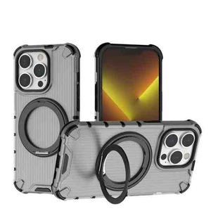 For iPhone 14 Pro Grating 360 Degree Rotating Holder Shockproof Phone Case(Black)