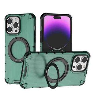 For iPhone 14 Pro Max Grating 360 Degree Rotating Holder Shockproof Phone Case(Green)