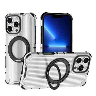 For iPhone 13 Pro Max Grating 360 Degree Rotating Holder Shockproof Phone Case(Transparent)