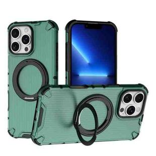 For iPhone 13 Pro Max Grating 360 Degree Rotating Holder Shockproof Phone Case(Green)