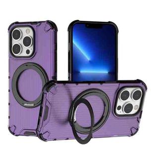 For iPhone 13 Pro Grating 360 Degree Rotating Holder Shockproof Phone Case(Purple)