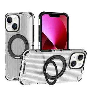 For iPhone 13 Grating 360 Degree Rotating Holder Shockproof Phone Case(Transparent)